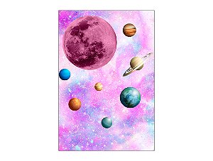 Painel De Festa 3d Vertical 1,50x2,20 - Galáxia Rosa Planetas 09