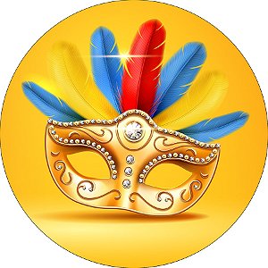 Painel de Festa Redondo em Tecido - Máscaras De Carnaval Festivas 025