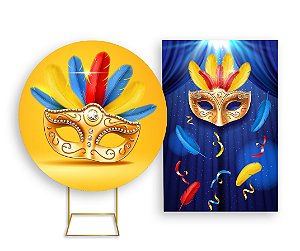 Painel Redondo + Painel Vertical - Máscaras De Carnaval Festivas 006