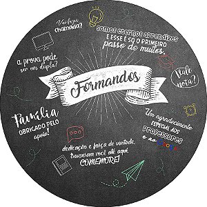 Painel De Festa Redondo 1,50x1,50 - Formatura Chalkboard 003