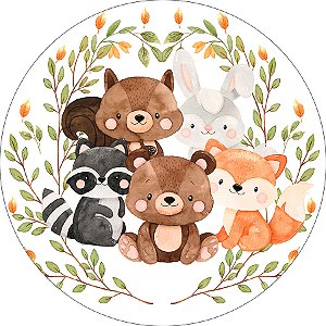 Painel De Festa Redondo 1,50x1,50 - Bosque Animais Cute 012