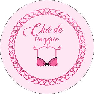 Painel De Festa Redondo 1,50x1,50 - Chá de Lingerie Corações Rosas 017