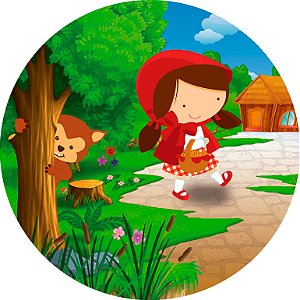 Painel De Festa Redondo 1,50x1,50 - Menina Cute no Bosque 001