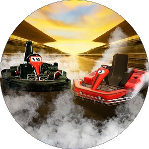 Painel De Festa Redondo 1,50x1,50- Kart Corrida 019