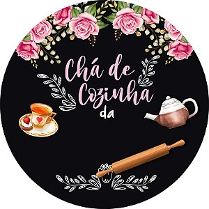 Painel De Festa Redondo 1,50x1,50 - Chá de Cozinha Floral 003