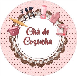 Painel De Festa Redondo 1,50x1,50 - Chá de Cozinha Rosa com Poá 004