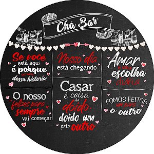 Painel De Festa Redondo 1,50x1,50 - Chá Bar Cozinha Preto com Vermelho 013