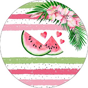 Painel De Festa Redondo 1,50x1,50 - Fruta Melancia com Listras 001