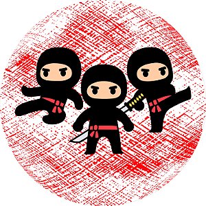 Painel De Festa Redondo 1,50x1,50 - Ninjas Cute 037