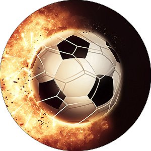 Painel De Festa Redondo 1,50x1,50 - Bola de Futebol Pegando Fogo 007