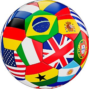 Painel De Festa Redondo 1,50x1,50 - Bola de Futebol Copa do Mundo 012