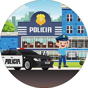 Painel De Festa Redondo 1,50x1,50 - Policial Cute 006