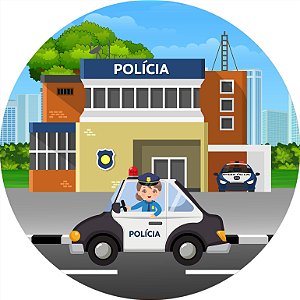 Painel De Festa Redondo 1,50x1,50 - Menina Policial Cute 013