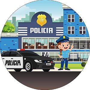 Painel De Festa Redondo 1,50x1,50 - Menina Policial Cute 016