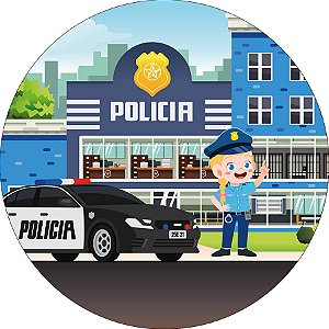 Painel De Festa Redondo 1,50x1,50 - Policial Menina 022