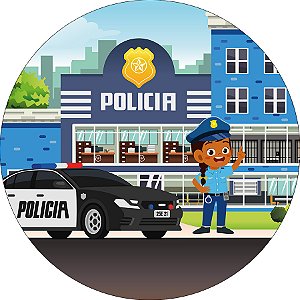 Painel De Festa Redondo 1,50x1,50 - Menina Policial Cute 023