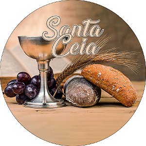 Painel De Festa Redondo 1,50x1,50 - Santa Ceia Pão e Vinho 006