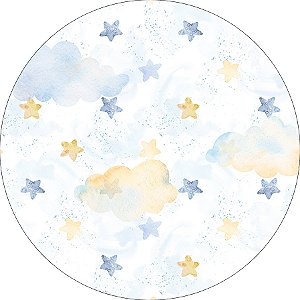 Painel De Festa Redondo 1,50x1,50 - Chá de Bebê Estrelas Aquarela 028