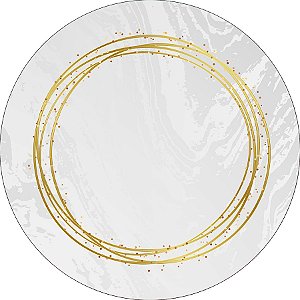 Painel De Festa Redondo 1,50x1,50 - Efeito Mármore com Circulo Dourado 038