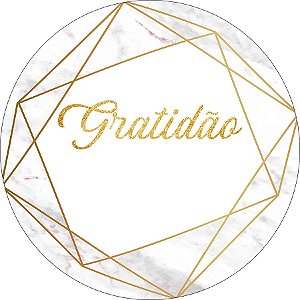 Painel De Festa Redondo 1,50x1,50 - Gratidão Geométrico Dourado 084