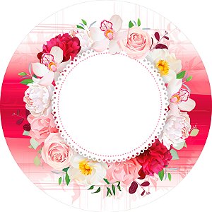 Painel De Festa Redondo 1,50x1,50 - Flores com Renda 033