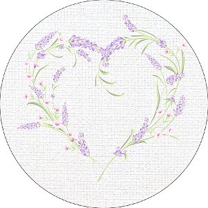 Painel De Festa Redondo 1,50x1,50 - Coração de Lavanda 135