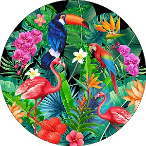 Painel De Festa Redondo 1,50x1,50 - Tropical Floresta Amazonica 008