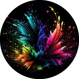 Painel De Festa Redondo 1,50x1,50 - Sete Cores Efeito Neon 027