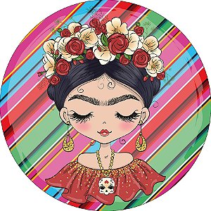 Painel De Festa Redondo 1,50x1,50 - Bonecas Frida Cute 007