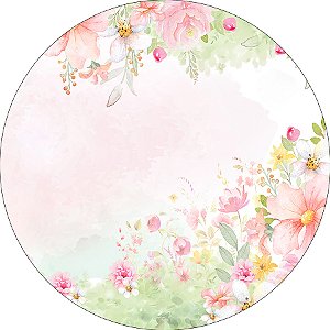 Painel De Festa Redondo 1,50x1,50 - Jardim Rosa Floral 060