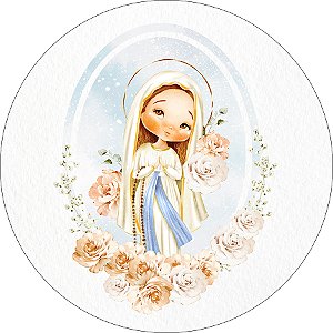 Painel De Festa Redondo 1,50x1,50 - Santa Nossa Senhora de Lourdes Floral 036