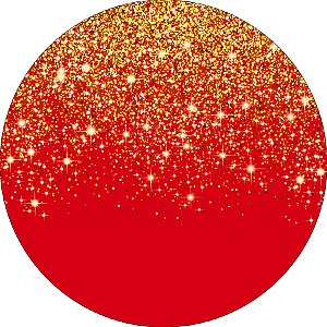 Painel De Festa Redondo 1,50x1,50 - Vermelho Efeito Glitter Dourado 019