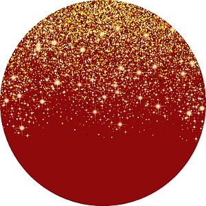 Painel De Festa Redondo 1,50x1,50 - Vermelho Efeito Glitter Dourado 057