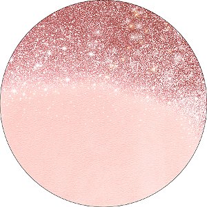 Painel De Festa Redondo 1,50x1,50 - Efeito Glitter Rose Gold 058