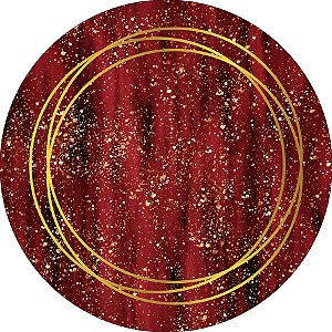 Painel De Festa Redondo 1,50x1,50 - Vermelho Circulo Dourado 145