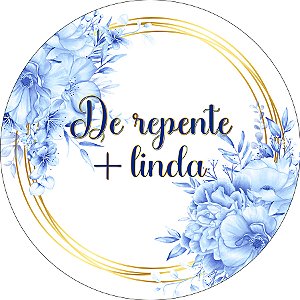 Painel De Festa Redondo 1,50x1,50 - De repente Mais Linda Floral Azul 152