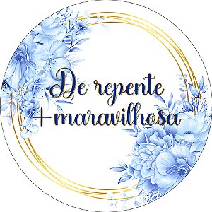 Painel De Festa Redondo 1,50x1,50 - De repente Mais Maravilhosa Floral Azul 153