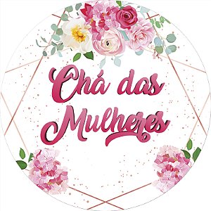 Painel De Festa Redondo 1,50x1,50 - Chá de Mulheres Rosa Floral 051