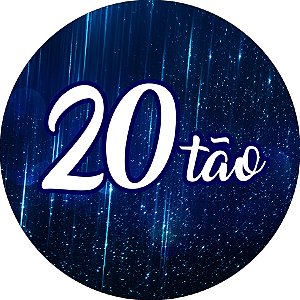 Painel De Festa Redondo 1,50x1,50 - 20 Anos 20Tão Efeito Brilho Azul 296