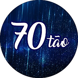 Painel De Festa Redondo 1,50x1,50 - 70 Anos 70Tão Efeito Brilho Azul 300