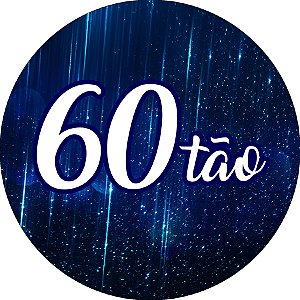 Painel De Festa Redondo 1,50x1,50 - 60 Anos 60Tão Efeito Brilho Azul 301