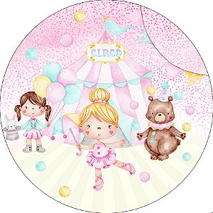 Painel De Festa Redondo 1,50x1,50 - Circo Bailarina Cute 029