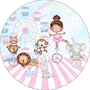 Painel De Festa Redondo 1,50x1,50 - Circo Bailarina Cute 044