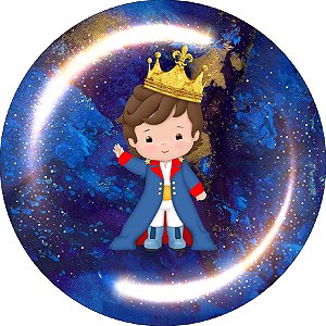 Painel De Festa Redondo 1,50x1,50 - Pequeno Principe Azul Marinho com Estrelas 017