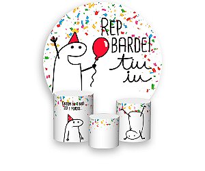Painel De Festa Redondo 1,50 x 1,50 + Trio De Capas Cilindro - lork Rep Bardei Tiu iuu 002