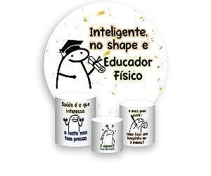 Painel De Festa Redondo 1,50 x 1,50 + Trio De Capas Cilindro - Flork Formatura Educação Física 021