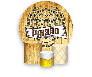 Painel De Festa Redondo 1,50 x 1,50 + Trio De Capas Cilindro - Dia dos Pais Paizão Rústico 018