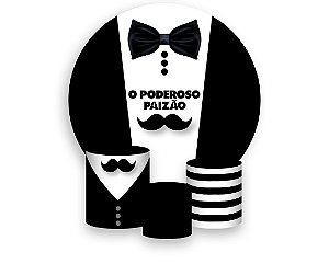 Painel De Festa Redondo 1,50 x 1,50 + Trio De Capas Cilindro - Dia dos Pais O Poderoso Paizão 019
