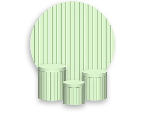 Painel De Festa Redondo 1,50 x 1,50 + Trio De Capas Cilindro - Efeito Ripado Madeira Liso Verde 009