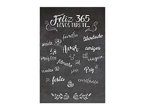 Painel De Festa Vertical 1,50 x 2,20 - Ano Novo Chalkboard 365 Dias 002